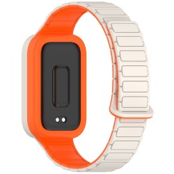 Ανταλλακτικό λουράκι QuickFit Xiaomi Smart Band 9 Active / Redmi Band 3 Dual Color Silicone Band White/Orange