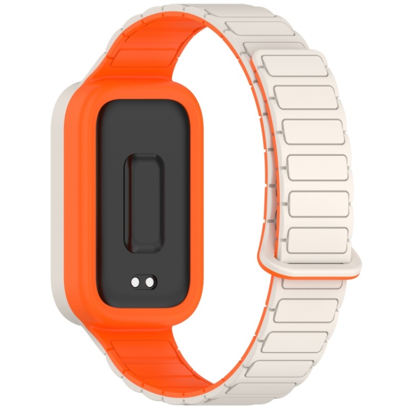 Ανταλλακτικό λουράκι QuickFit Xiaomi Smart Band 9 Active / Redmi Band 3 Dual Color Silicone Band White/Orange