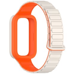 Ανταλλακτικό λουράκι QuickFit Xiaomi Smart Band 9 Active / Redmi Band 3 Dual Color Silicone Band White/Orange