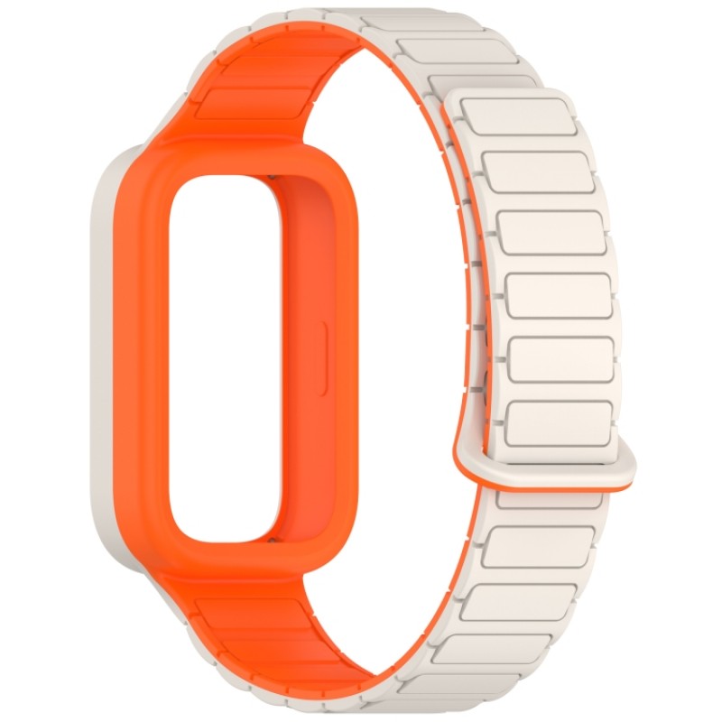 Ανταλλακτικό λουράκι QuickFit Xiaomi Smart Band 9 Active / Redmi Band 3 Dual Color Silicone Band White/Orange