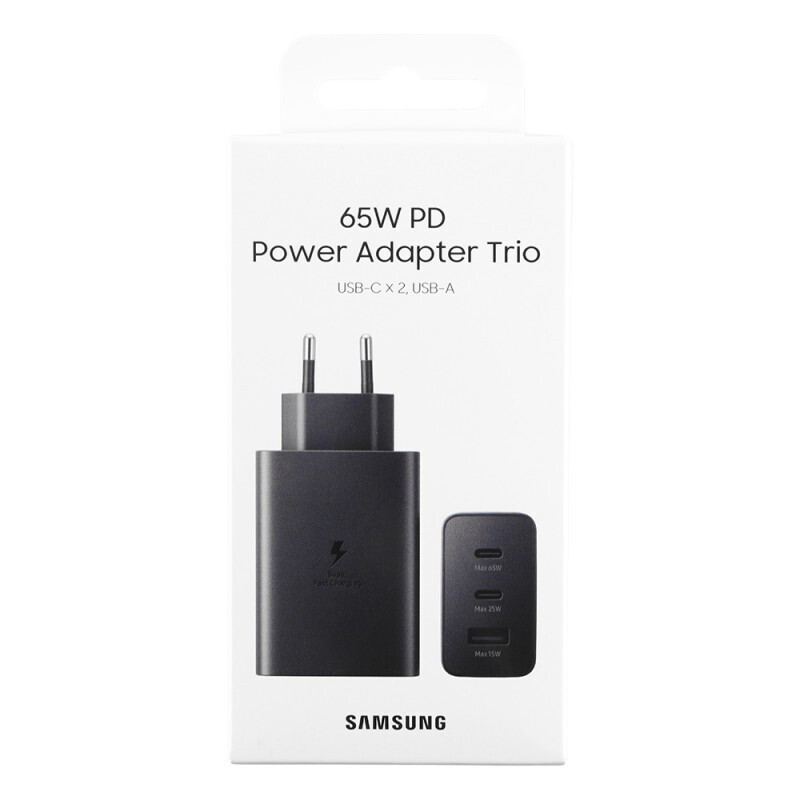Φορτιστής Ταξιδιού Samsung Wall Adapter EP-T6530NBE with 1xUSB-A & 2x USB-C Super Fast Charge 65W Black (Original Bulk)