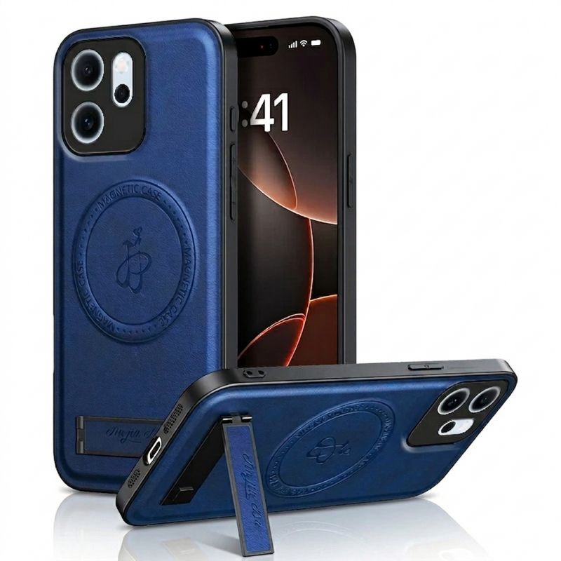 Θήκη Luxury Hybrid Leather Magnetic Stand Cover Oppo Reno15 5G Blue