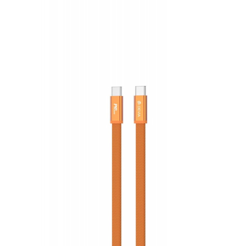 Καλώδιο Data Devia Ultra3 Metal Woven Flat Fast Charging Cable USB-C to USB-C 240W 1.5m Orange