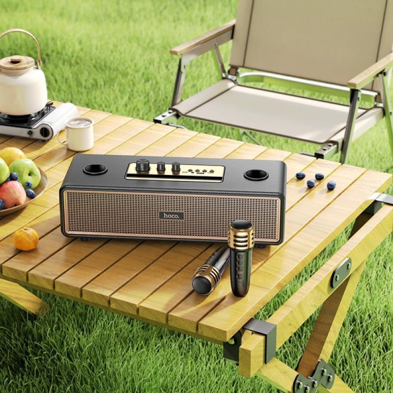 Ασύρματο Ηχείο Hoco BS63 Graceful with 2 Microphones 20W με 4 ώρες Λειτουργίας Black
