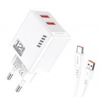 Φορτιστής Ταξιδιού KAKUSIGA Fast Charge KSC-1238 2X USB 12W with USB-A to USB-C Cable White