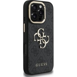 Θήκη Guess PU 4G Metal Logo Stand Camera Frame Case Apple iPhone 16 Pro Max (6.9") Black