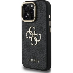 Θήκη Guess PU 4G Metal Logo Stand Camera Frame Case Apple iPhone 16 Pro Max (6.9") Black