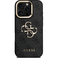 Θήκη Guess PU 4G Metal Logo Stand Camera Frame Case Apple iPhone 16 Pro Max (6.9") Black