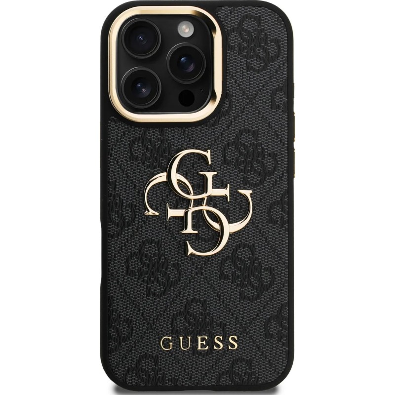 Θήκη Guess PU 4G Metal Logo Stand Camera Frame Case Apple iPhone 16 Pro Max (6.9") Black