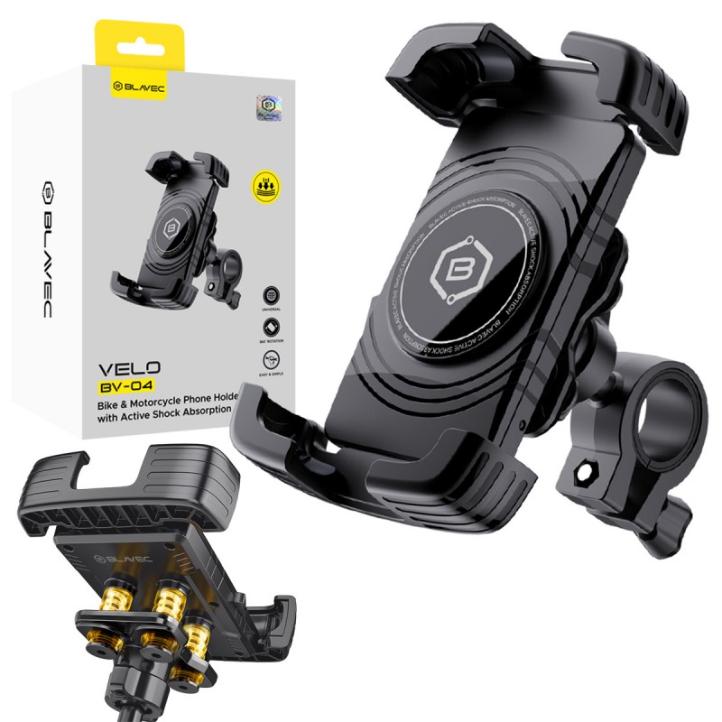 Βάση Μηχανής/Ποδηλάτου Blavec Bike Holder BV-04 Velo to Handlebar with Active Shock Absorbtion (BV04-SAHB) Black 