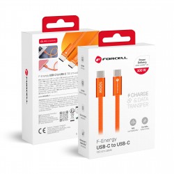 Καλώδιο Data Forcell F-Energy ACYH23 Cafule Color Fast Charging Cable USB-C to USB-C 100W 1.2m Orange