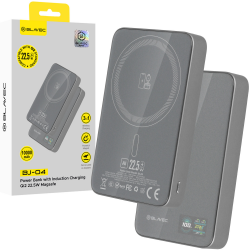 Εξωτερική Μπαταρία Blavec Powerbank 10000mAh BJ-04 Slim 13,5mm - Type C - 22,5W Magnetic Magsafe 3 in 1 (PBBJ04-MC10G) Grey Glass