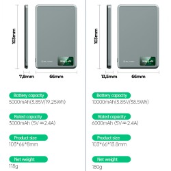Εξωτερική Μπαταρία Blavec Powerbank 10000mAh BJ-04 Slim 13,5mm - Type C - 22,5W Magnetic Magsafe 3 in 1 (PBBJ04-MC10G) Grey Glass