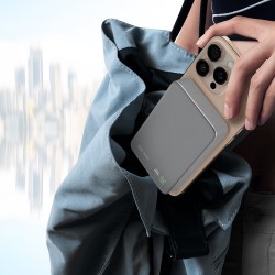 Εξωτερική Μπαταρία Blavec Powerbank 10000mAh BJ-04 Slim 13,5mm - Type C - 22,5W Magnetic Magsafe 3 in 1 (PBBJ04-MC10G) Grey Glass