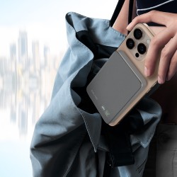 Εξωτερική Μπαταρία Blavec Powerbank 5000mAh BJ-04 Slim 7,8mm - Type C - 22,5W Magnetic Magsafe 3 in 1 (PBBJ04-MC5G) Grey Glass