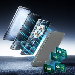 Εξωτερική Μπαταρία Blavec Powerbank 5000mAh BJ-04 Slim 7,8mm - Type C - 22,5W Magnetic Magsafe 3 in 1 (PBBJ04-MC5G) Grey Glass