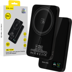 Εξωτερική Μπαταρία Blavec Powerbank 5000mAh BJ-04 Slim 7,8mm - Type C - 22,5W Magnetic Magsafe 3 in 1 (PBBJ04-MC5G) Black Glass