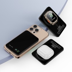 Εξωτερική Μπαταρία Blavec Powerbank 5000mAh BJ-04 Slim 7,8mm - Type C - 22,5W Magnetic Magsafe 3 in 1 (PBBJ04-MC5G) Black Glass