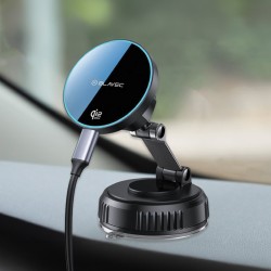 Βάση Αυτοκινήτου Blavec Car Holder BHC-02 Vacum Magnetic with Induction Charger to Windshield / Dashboard Qi2.2 25W (BHC02-QI2PMWIB) Black 
