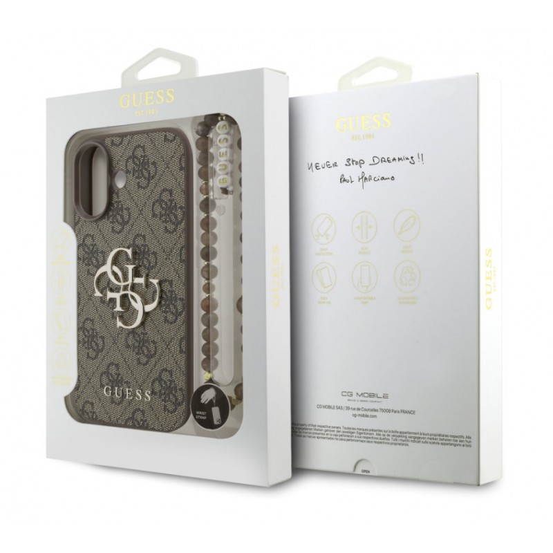 Θήκη Guess PU 4G Metal Logo Strap Apple iPhone 17 (6.3") Brown