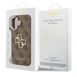 Θήκη Guess PU Leather 4G Metal Logo Gold Frame Case Apple iPhone 17 (6.3") Brown