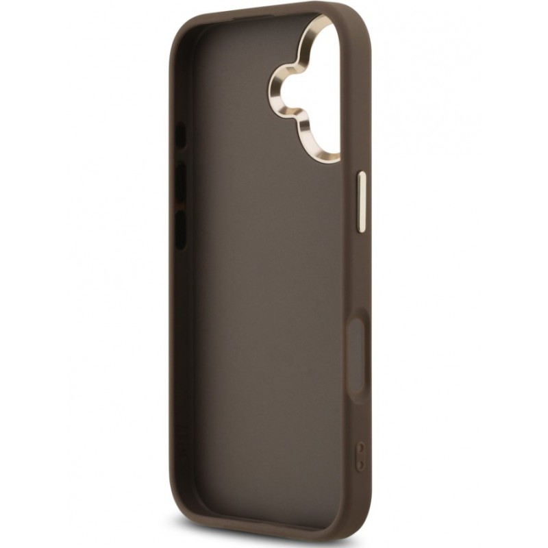 Θήκη Guess PU Leather 4G Metal Logo Gold Frame Case Apple iPhone 17 (6.3") Brown