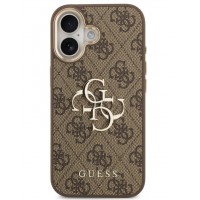 Θήκη Guess PU Leather 4G Metal Logo Gold Frame Case Apple iPhone 17 (6.3") Brown