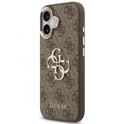 Θήκη Guess PU Leather 4G Metal Logo Gold Frame Case Apple iPhone 17 (6.3") Brown