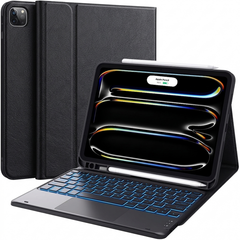 Θήκη Πληκτρολογίου/Υποδοχη ΄Γραφίδας Keyboard QWERTY with Touchpad and Backlight Apple iPad Pro 11" (2024/2025) Black 