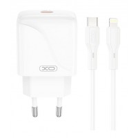 Φορτιστής Ταξιδιού XO L141 1x USB-C & Cable USB-C to Lightning 20W PD Fast Charger White