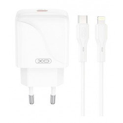 Φορτιστής Ταξιδιού XO L141 1x USB-C & Cable USB-C to Lightning 20W PD Fast Charger White