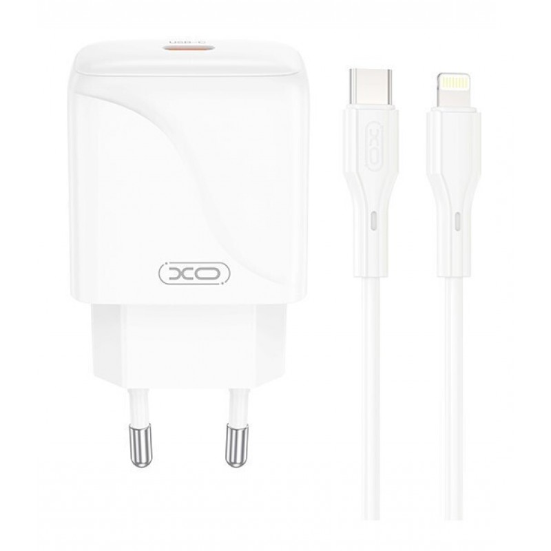 Φορτιστής Ταξιδιού XO L141 1x USB-C & Cable USB-C to Lightning 20W PD Fast Charger White