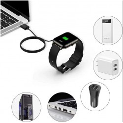 Ασυρματος Φορτιστής W67 Smartwatch Universal with 2x Magnets & 4x Pin Cord Wireless Charger Black