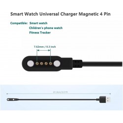 Ασυρματος Φορτιστής W67 Smartwatch Universal with 2x Magnets & 4x Pin Cord Wireless Charger Black