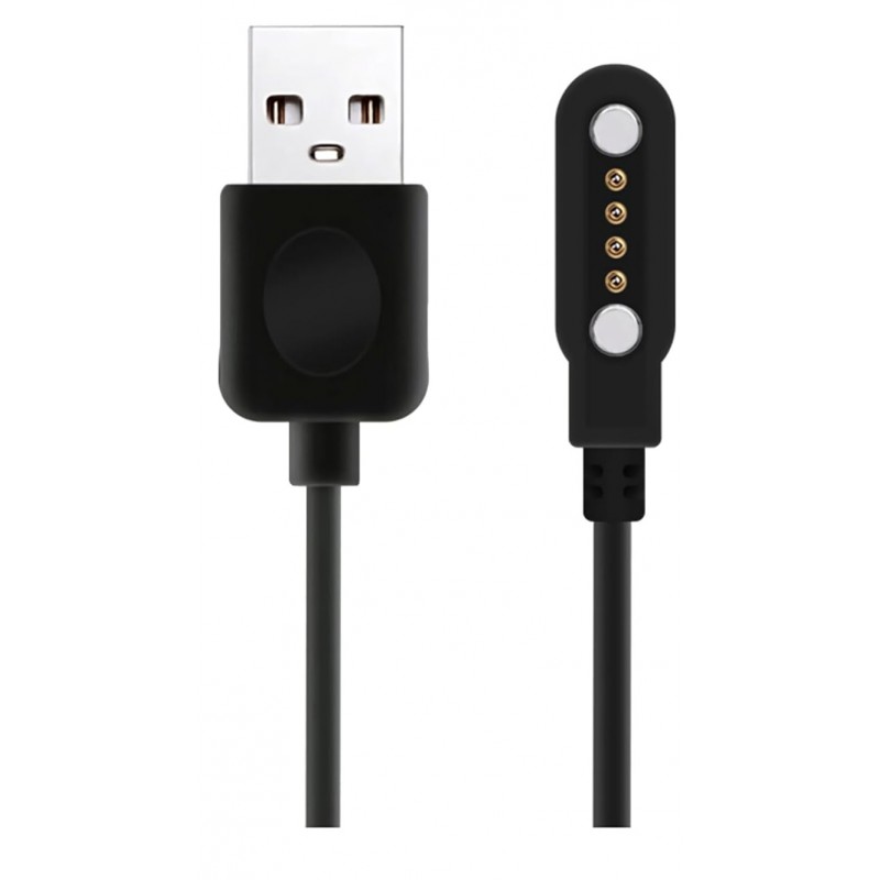 Ασυρματος Φορτιστής W67 Smartwatch Universal with 2x Magnets & 4x Pin Cord Wireless Charger Black