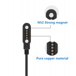 Ασυρματος Φορτιστής W67 Smartwatch Universal with 2x Magnets & 4x Pin Cord Wireless Charger Black