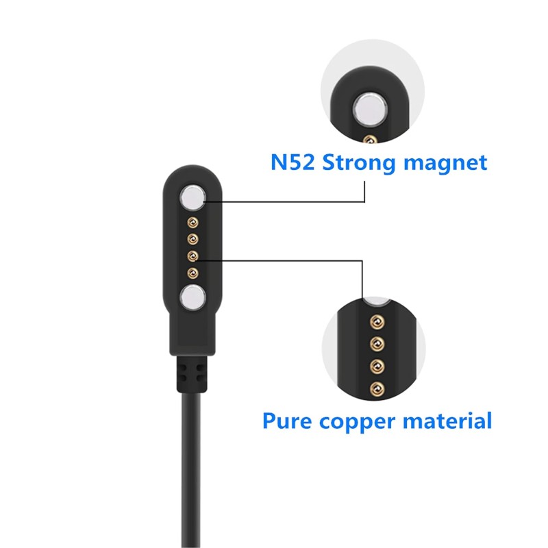 Ασυρματος Φορτιστής W67 Smartwatch Universal with 2x Magnets & 4x Pin Cord Wireless Charger Black