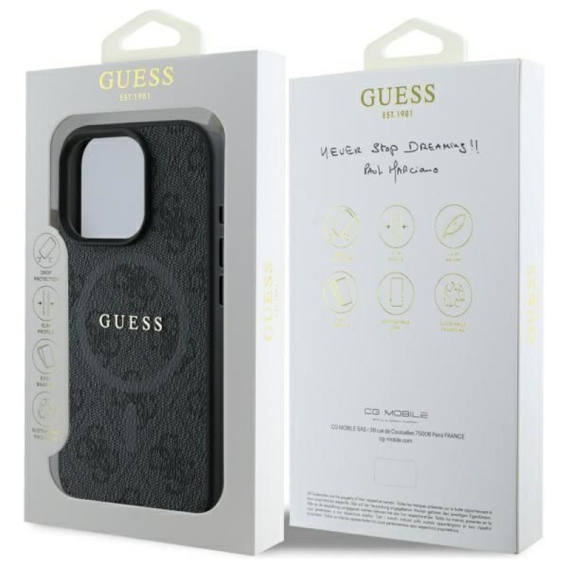Θήκη Guess PU 4G Ring Classic Logo with Magsafe Case Apple iPhone 16 Pro Max (6.9") Black