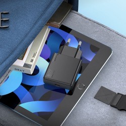Φορτιστής Ταξιδιού Hoco N37 Slim USB-C + Cable USB-C to Lightning 1m 20W Black