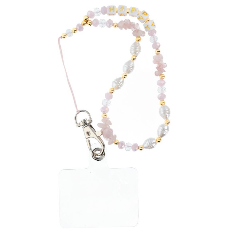  Λουράκι Λαιμού/Χειρός στήριξης Θήκης Happy Phone Lanyard, Phone Pendant Cord Length 44cm Lite Pink