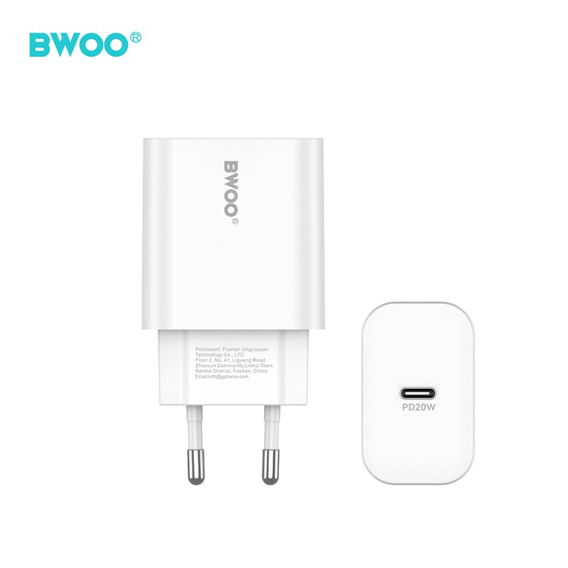 Φορτιστής BWOO Wall Charger CDA233 1x USB-C + Cable USB-C to Lightning 20W White