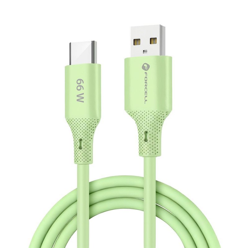 Καλώδιο Data Forcell F-Energy C342 Silicone Fast Charging Cable USB-A to USB-C 66W 1m Green