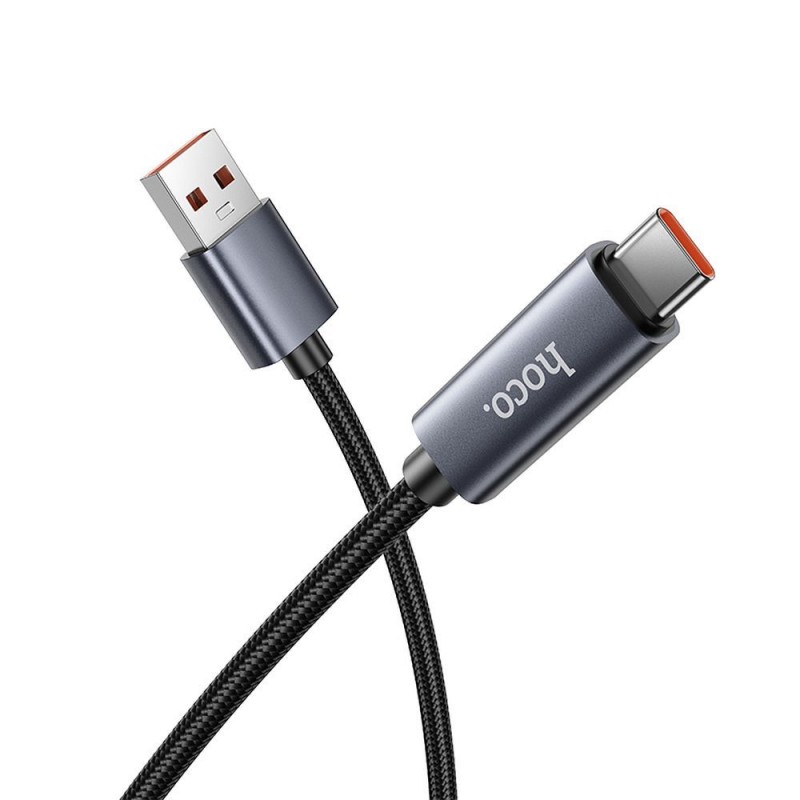 Καλώδιο Data Hoco X112 Woven Charging Data Cable with Display 100W USB-A to Type-C 1m Black
