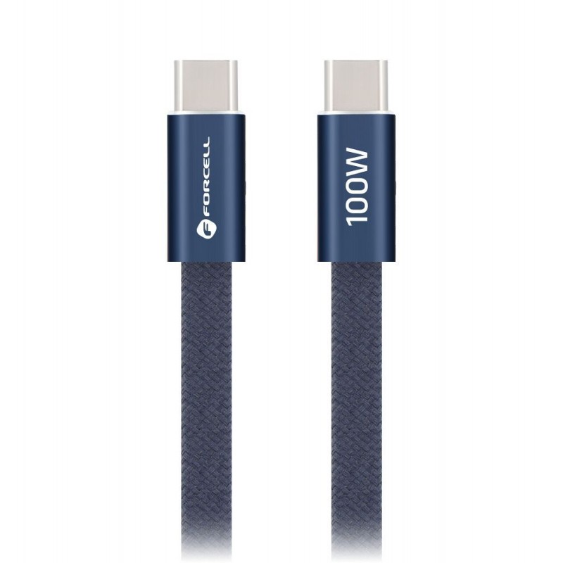Καλώδιο Data Forcell F-Energy CCFN23 Cafule Flat Fast Charging Cable USB-C to USB-C 100W 1,2m Dark Blue