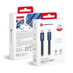 Καλώδιο Data Forcell F-Energy CCFN23 Cafule Flat Fast Charging Cable USB-C to USB-C 100W 1,2m Dark Blue