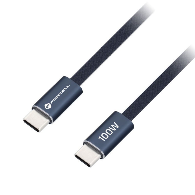 Καλώδιο Data Forcell F-Energy CCFN23 Cafule Flat Fast Charging Cable USB-C to USB-C 100W 1,2m Dark Blue
