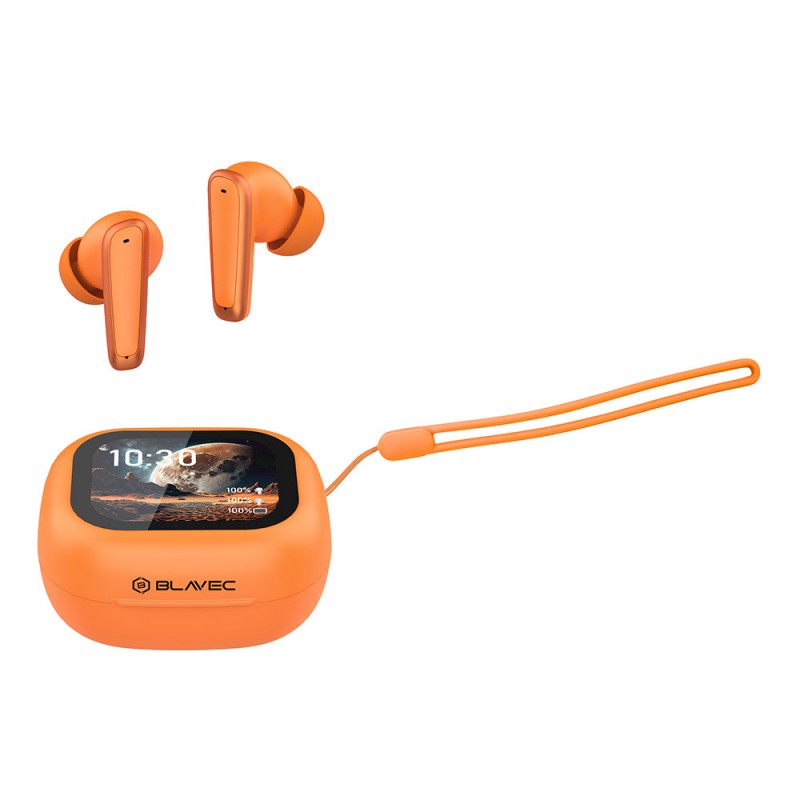 Ακουστικά Bluetooth Blavec TWS Earphones BW-07 Live with LCD Display (BW07L-O) Orange