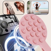 Βάση Στήριξης με Βεντούζα Silicone Suction Phone Holder Magnetic with Ring MSH9 Light Pink