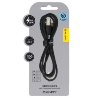 Καλώδιο Blavec Fast Charging Cable Candy Braided - USB-A to USB-C - PD 60W 3A 3m (CCA-UC3B30) Black