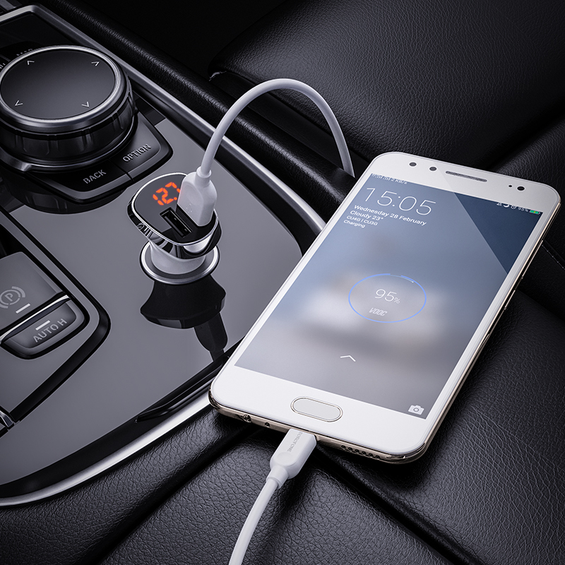 Φορτιστής Αυτοκινήτου Borofone Car Charger BZ15 Auspicious 2x USB-A with USB-A to Micro USB Cable 1m White